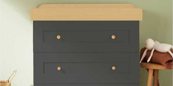 A two-tone storage with 3 drawers.